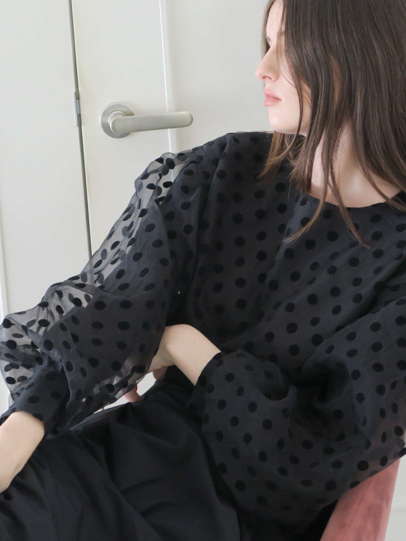 AMERI LONG SLEEVE DOT TULLE TOPS（長袖）