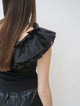 FRILL ONE SHOULDER TOPS (BLACK)