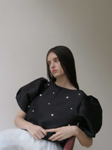 【阪急うめだ本店 POP UP】PEARL PUFF SLEEVE BLOUSE (BLACK)