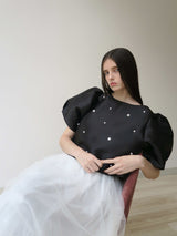 【阪急うめだ本店 POP UP】PEARL PUFF SLEEVE BLOUSE (BLACK)