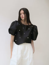 【阪急うめだ本店 POP UP】PEARL PUFF SLEEVE BLOUSE (BLACK)