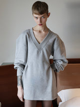 V NECK SWEAT MINI DRESS