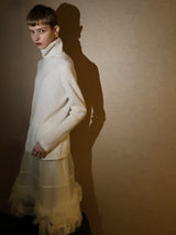 WOOL LAME RIB TURTLE KNIT