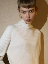 WOOL LAME RIB TURTLE KNIT