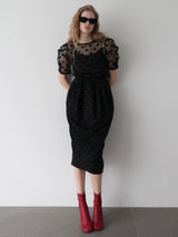 SHEER PUFF SHOULDER DOT BLOUSE