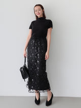 SPARKLING SHEER FLOWER SKIRT