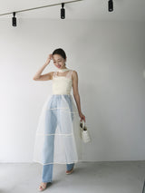 dot denim pants