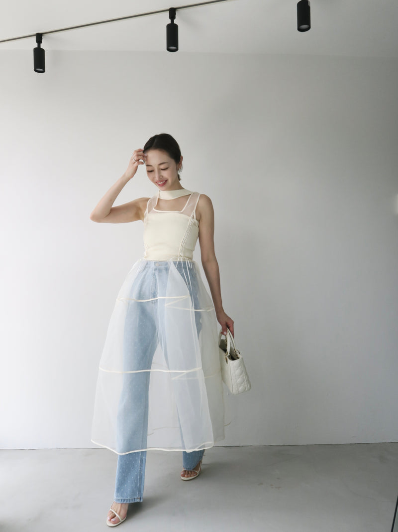 dot denim pants