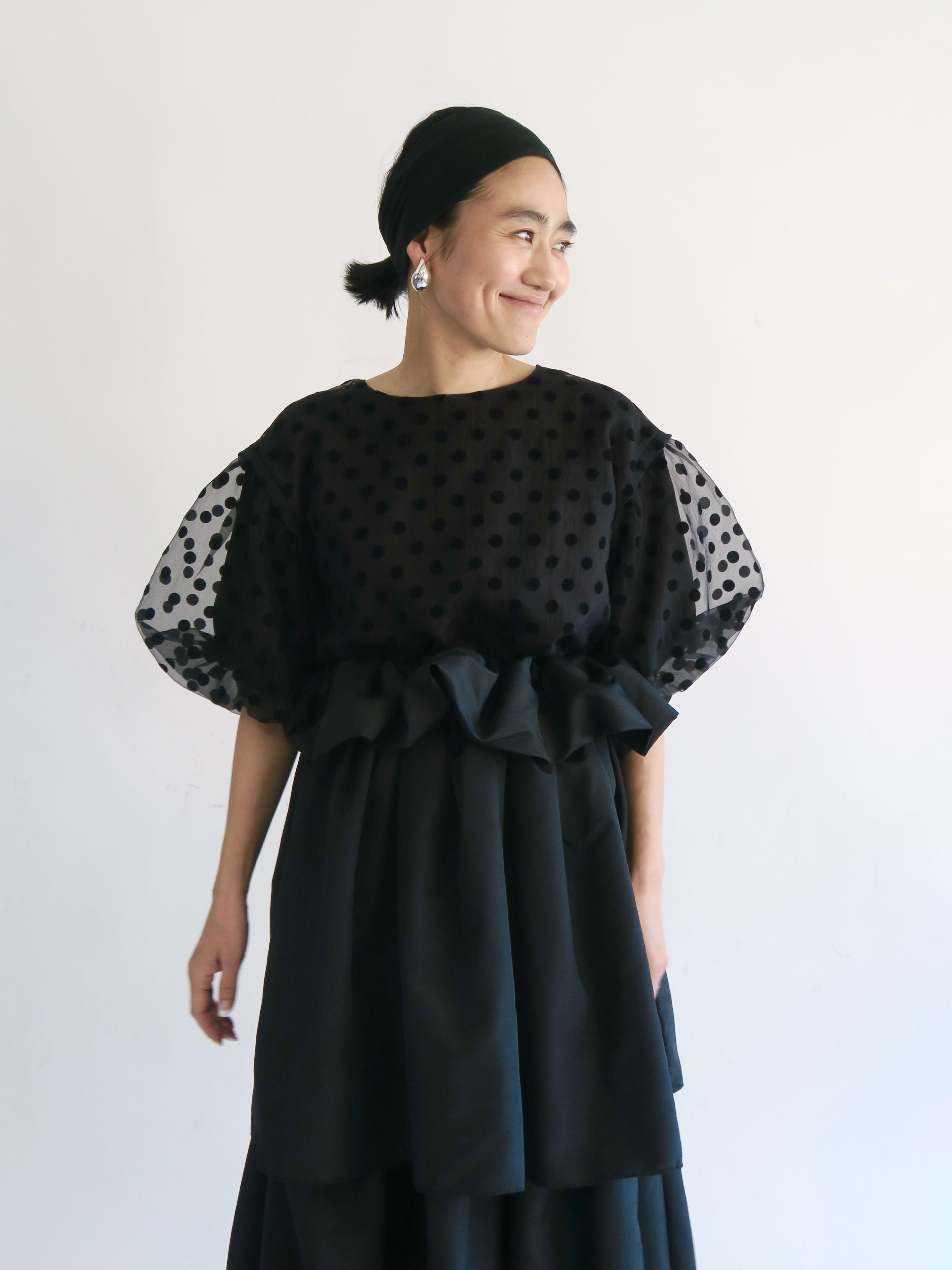 AMERI DOT TULLE TOPS (半袖/BLACK) – AMOMMA