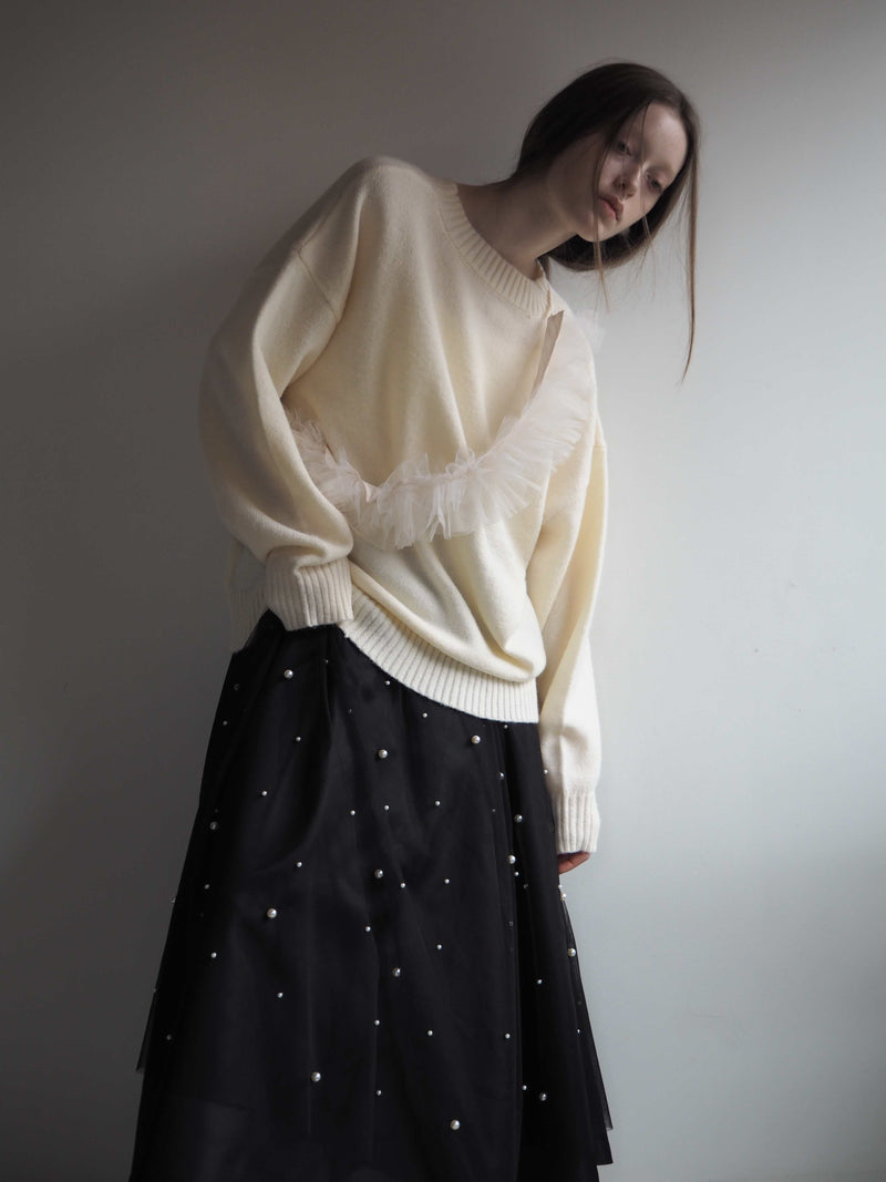 TULLE PEARL LAYERED SKIRT