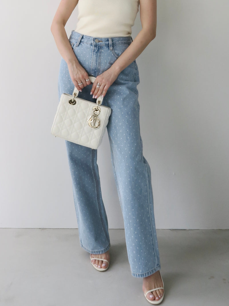 dot denim pants