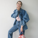 dot denim pants