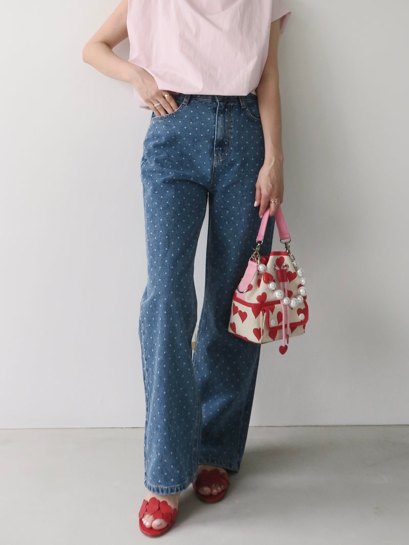 dot denim pants