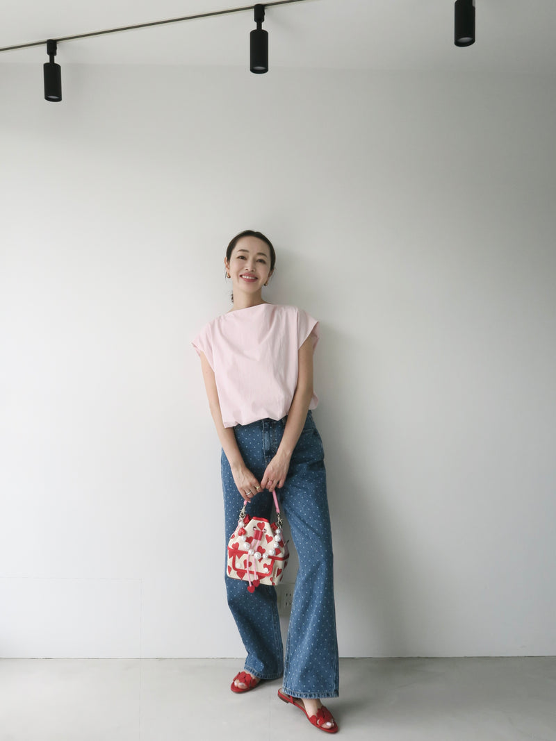 dot denim pants