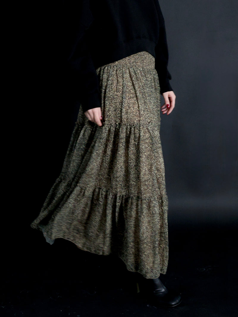 LEOPARD SHEER TIERED SKIRT