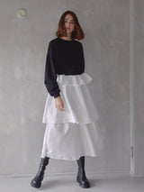 VOLUME UP FLARE SKIRT(WHITE)