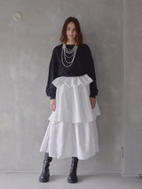 VOLUME UP FLARE SKIRT(WHITE)