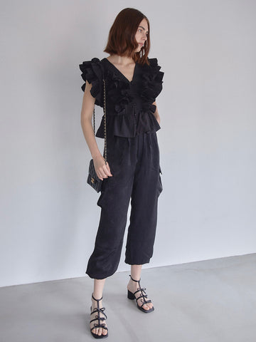 RAFFLE FRILL TOPS（BLACK） – AMOMMA