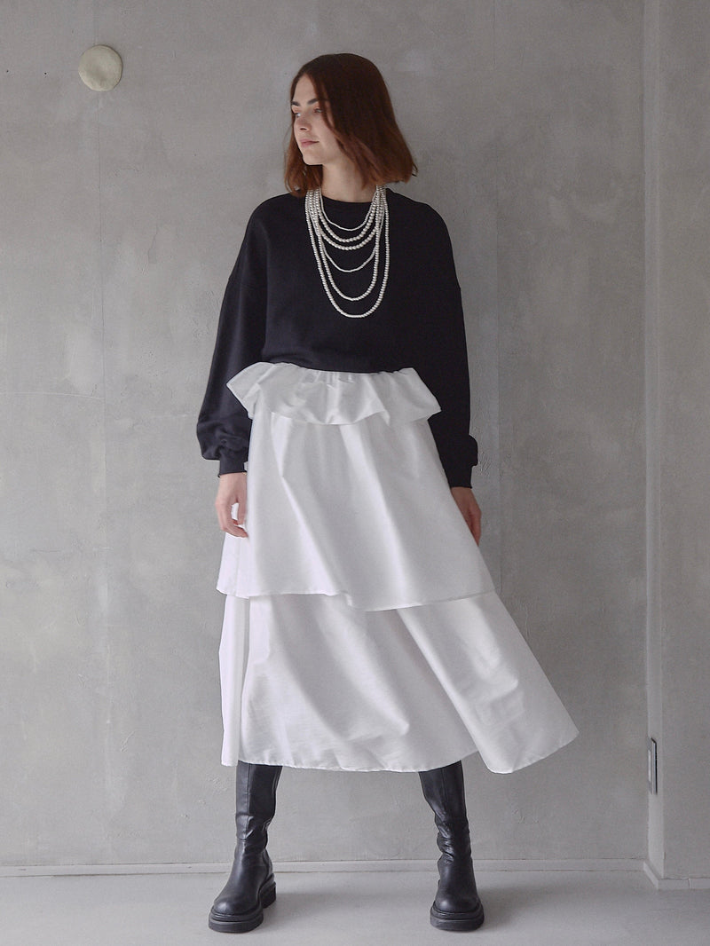 VOLUME UP FLARE SKIRT(WHITE)