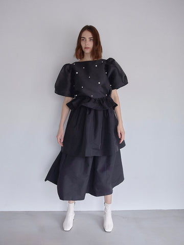 VOLUME UP FLARE SKIRT(BLACK) – AMOMMA 