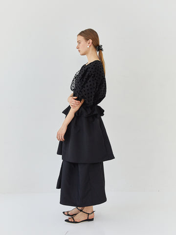 VOLUME UP FLARE SKIRT(BLACK) – AMOMMA